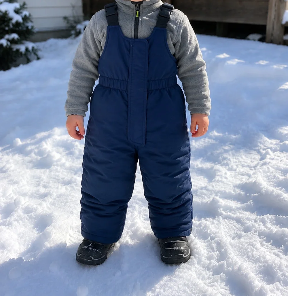 L.L.Bean Cold Buster Snow Bibs Toddler 3T Navy Insulated Fleece Lined Winter